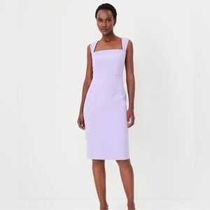 New Ann Taylor Lavender Square Neck Sheath Dress Sleeveless Womens Size Petite 0